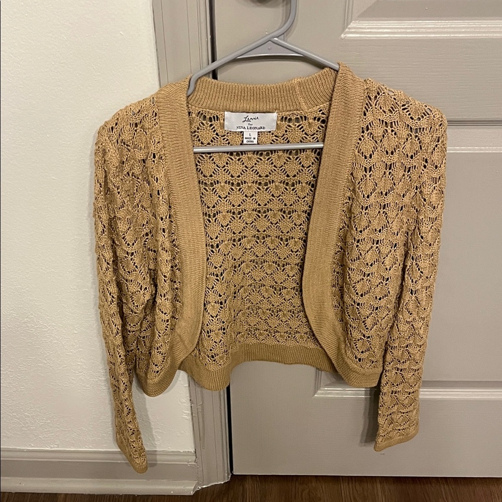 Winter Jones New York Beige Open-Knit Cardigan